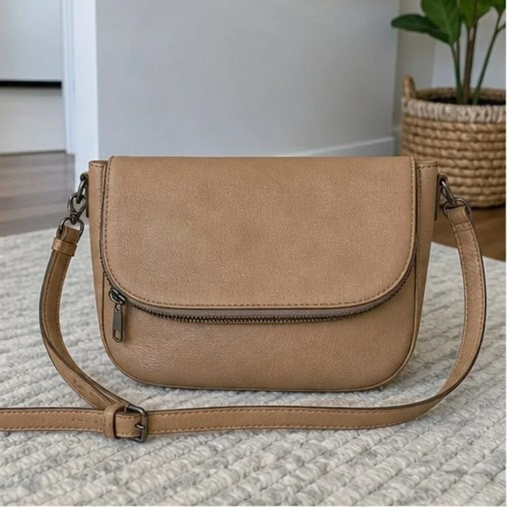 Brown Zip Crossbody Bag